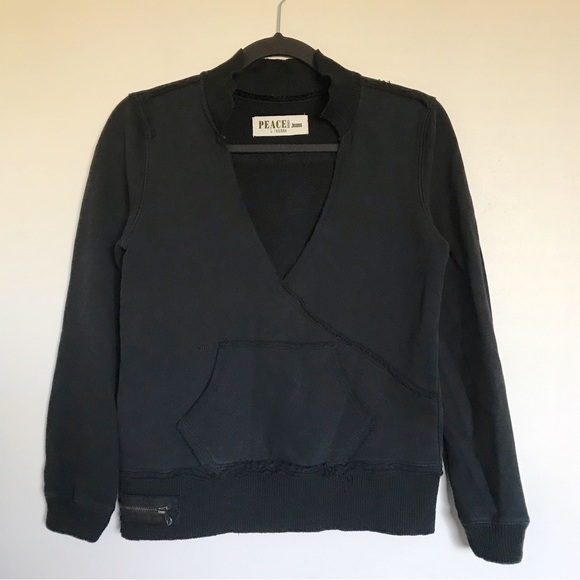 PeaceBird Jeans Astro Boy Dream Atom Black Distressed Sweatshirt Size Large - Picture 1 of 14